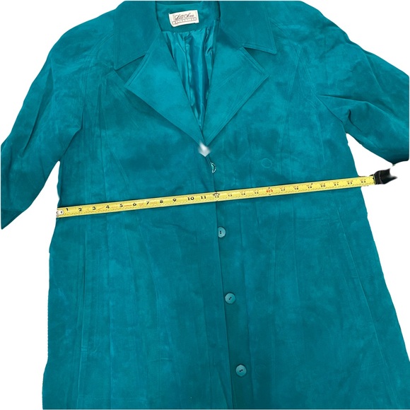 Vintage Lilli Ann Collections UltraSuede Brand Fabric Jacket - Teal - Picture 3 of 7
